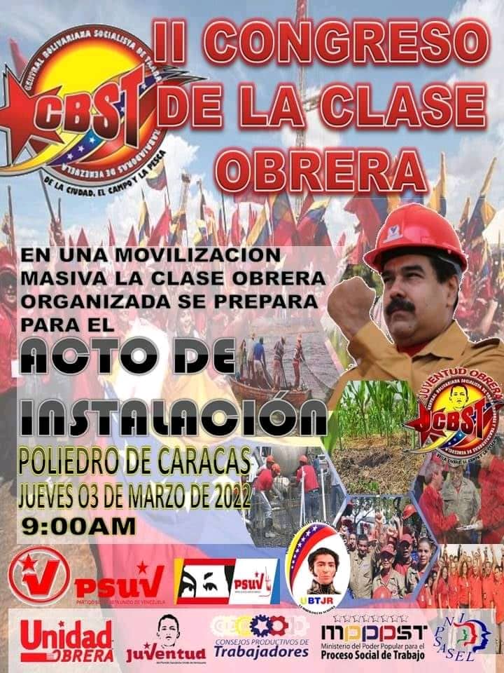 LISMARLLYS's tweet photo. Nos vamos al II CONGRESO DE LA CLASE OBRERA @NicolasMaduro  @cbolivariana  @WillsRangelCBST  @AcostaApure  @JObreraCBST  @dcabellor  @Fenasirtrasalud  @SINBOPROENF2012 https://t.co/mymMdV6FXg