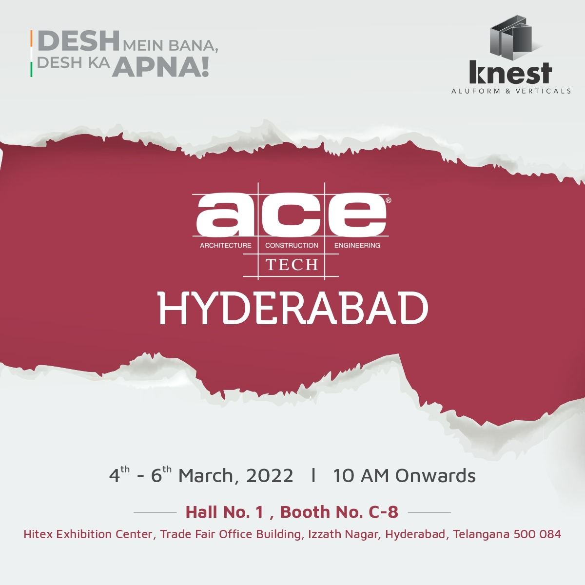 Knest Manufacturers (@knestm) on Twitter photo Knest is coming to <a href="/The_AceTech/">Acetech Exhibition</a> , Hyderabad. Register here: etacetech.com/register/
#acetech #acetechhyderabad #acetechhyderabad2022 #acetechexhibition #hyderabad #knest #knestaluform #knestverticals #deshmeinbanadeshkaapna #aluminium #formwork #manufacturing #technology #design Knest is coming to <a href="/The_AceTech/">Acetech Exhibition</a> , Hyderabad. Register here: etacetech.com/register/
#acetech #acetechhyderabad #acetechhyderabad2022 #acetechexhibition #hyderabad #knest #knestaluform #knestverticals #deshmeinbanadeshkaapna #aluminium #formwork #manufacturing #technology #design