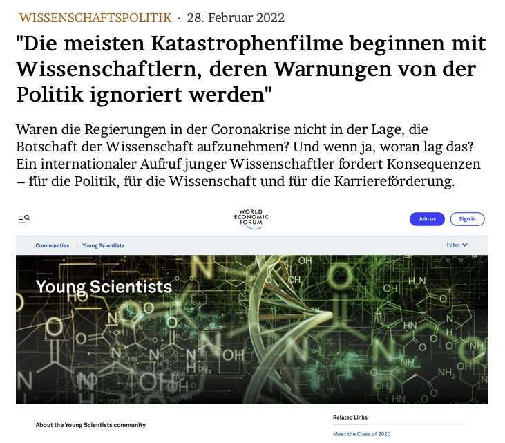 JMWiarda's tweet photo. "Die meisten Katastrophenfilme beginnen mit Wissenschaftlern, deren Warnungen von der Politik ignoriert werden"

Über einen Aufruf der #YoungScientists im @wef zur Zukunft von #Wissenschaftskommunikation und wissensch. Politikberatung. 

Heute im Blog: https://t.co/yTpg7OFczN https://t.co/3vSjSP0Q07