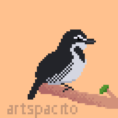 artspacito's tweet photo. A cute lil' #Puffbird resting on branch.
#pixel_dailies #pixelart @Pixel_Dailies https://t.co/eruS7am9sA