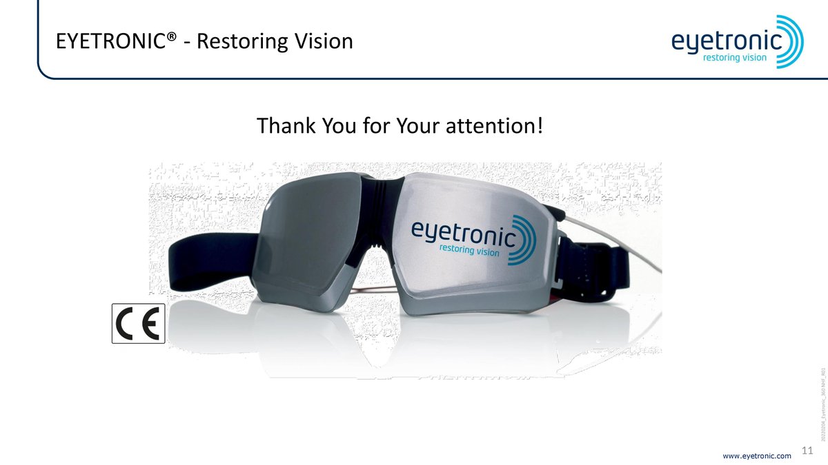 Eyetronic_'s tweet photo. In February 2022 we could present the Eyetronic Therapy at the 11th annual Glaucoma 360 New Horizons Forum in San Francisco, USA.

Attached you can find a presentation about the Eyetronic Therapy shown at the event in english.
#Eyetronic #Glaucoma

pt. 3 https://t.co/6tLsvu9BKT