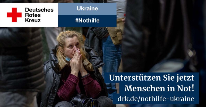 roteskreuz_de's tweet photo. Die bewaffneten Auseinandersetzungen in der #Ukraine gefährden die Zivilbevölkerung.

Die betroffenen Menschen brauchen jetzt unsere Solidarität &amp; schnelle Hilfe.

Jede Spende unterstützt die Menschen in der akuten Notsituation.

Jetzt helfen: https://t.co/we1pv9u6VR #DRK