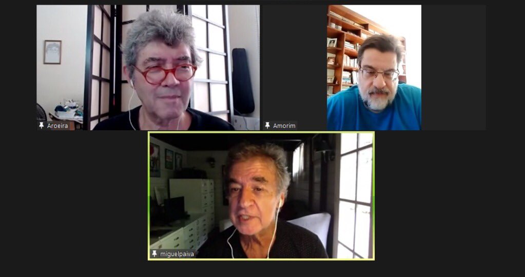 GaragemRadio's tweet photo. No podcast CHARGE FALADA, @AroeiraCartum e @miguelpaivareal recebem o cartunista Amorim, que tem seus trabalhos publicados em muitos países. Para ouvir: https://t.co/ma6Tlb47jA. Participe do Charge Falada através do Catarse: https://t.co/fClSmYWToj https://t.co/HKfevewxA2