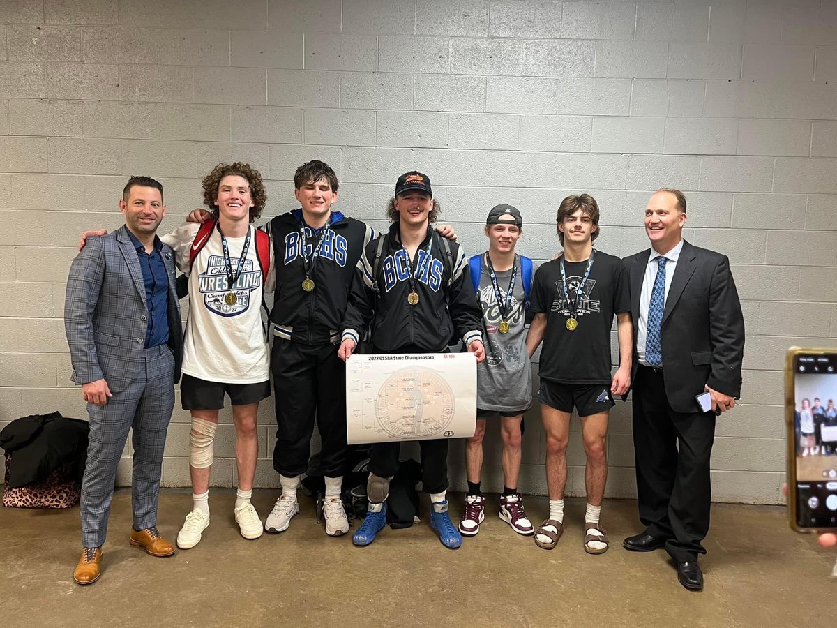 Congratulations to our five State placers: 🏆 

Andrew Powell, State Champion
Kaden Smith, 3rd place 
Skyler Bean, 3rd place
Randy Nix, 3rd place
Kaizyn Kraft, 4th place

And a 3rd place team finish!!