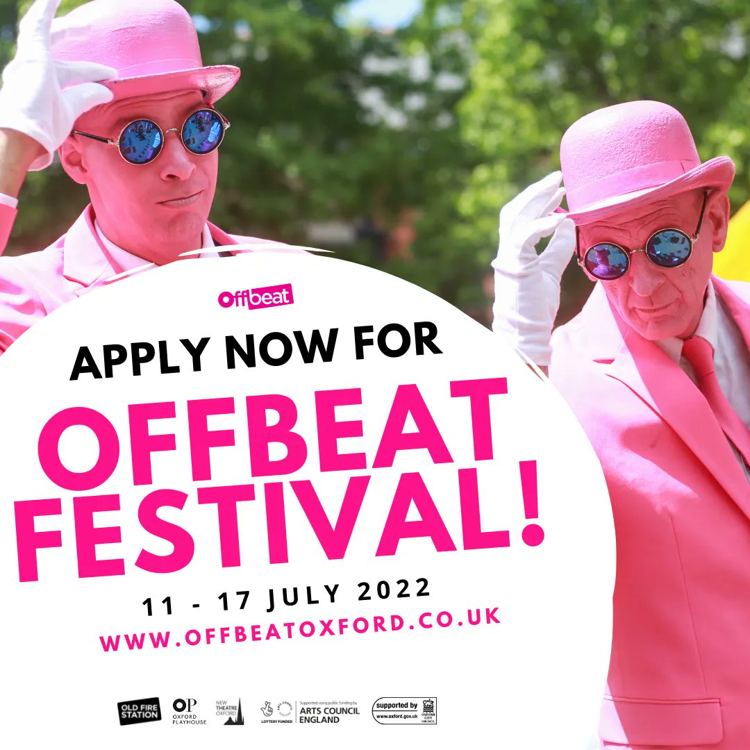One week left for Offbeat applications!

This year we have slots in the main performance programme, plus interactive market stalls, artist commissions and seed funding. Apply by 7 March to be part of this fun, vibrant week.

Apply now: buff.ly/2QQ2jaU