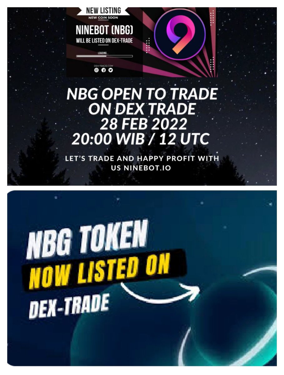 Evi162's tweet photo. 🚀10 Minutes Left Start Trade🚀
https://t.co/zKnCnEj6tp (NBG) Starting Trade Today

Date : 28-02-2002
Time : 20:00 WIB (12UTC)

🔥 *JOIN NOW*👇
 https://t.co/oW0so27mXN

@DEXTRADE..
@OscarDarmawan
@elonmusk
@cz_binance
@TheCryptoLark
@WatcherGuru 
@NinebotIO
@WhalesGuru https://t.co/ulEeXPDdGn