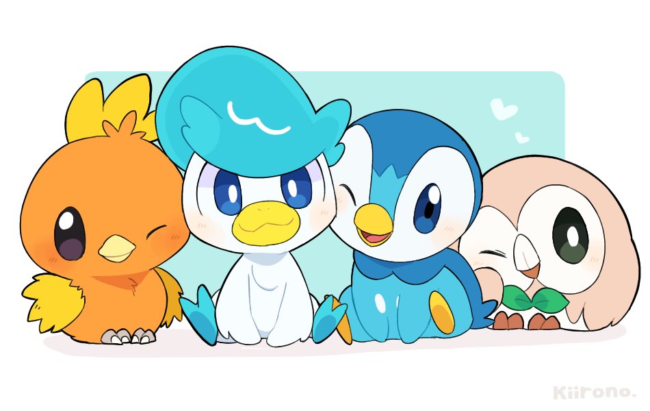 ポッチャマ ,モクロー 「御三家鳥ポケ!!🐥🦉 」|喜いろの-kiirono-のイラスト