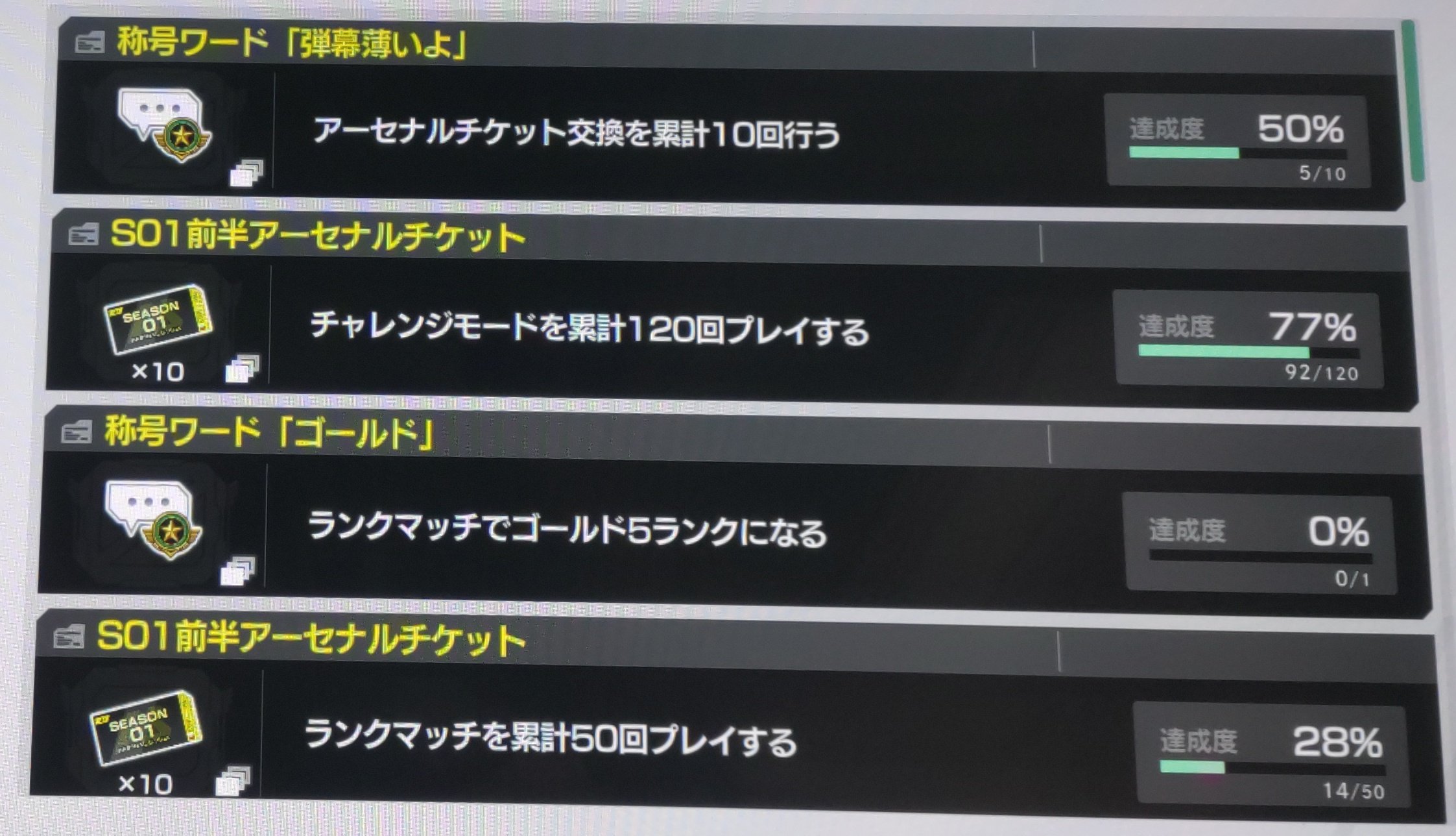 ベアッカサン 新たなるアーセナルチケットの達成報酬が開放されました チャレンジモード 1回 10枚 ランクマッチ50回 10枚 無理ゲー アーセナルベース T Co J8pk645xt7 Twitter