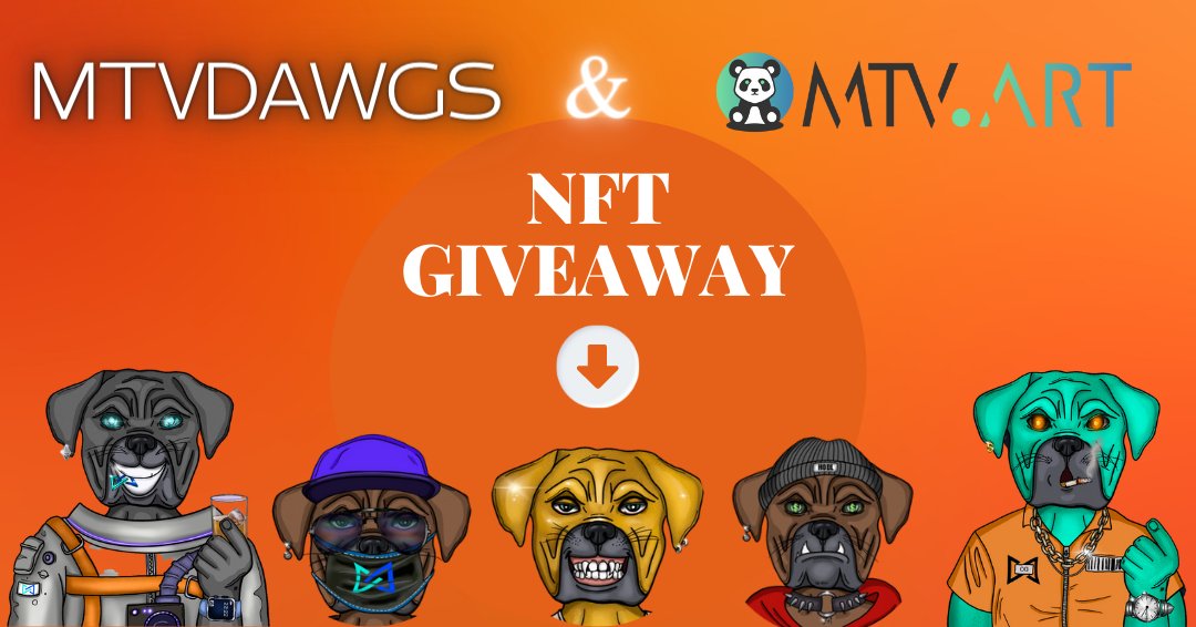 🎉72HR GIVEAWAY!🎉

#MTVDawgs &amp; @MTV_ART!

Rules to Qualify:

1️⃣Follow <a href="/MTVDawgs/">MTVDawgs</a> &amp;
<a href="/MTV_Art/">MTV.Art</a>

2️⃣LIKE, RT, &amp; Post Your Fav
Dawg Meme, Quote, or Pic!

3️⃣Join Our Discord:
discord.gg/AH2aGuXqms

🎉Two winners 🎉
randomly selected to
receive AirDrops after 
Launch! 🔥💪👊