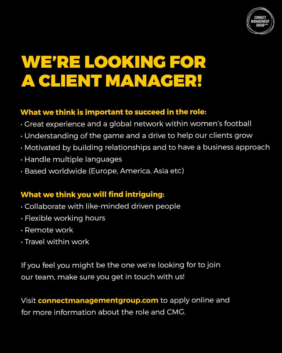 Sugen på agentlivet och beskrivningen stämmer in på dig? SÖK, det blir kul, jag lovar! ☺️🤩 connectmanagementgroup.com/client-manager/