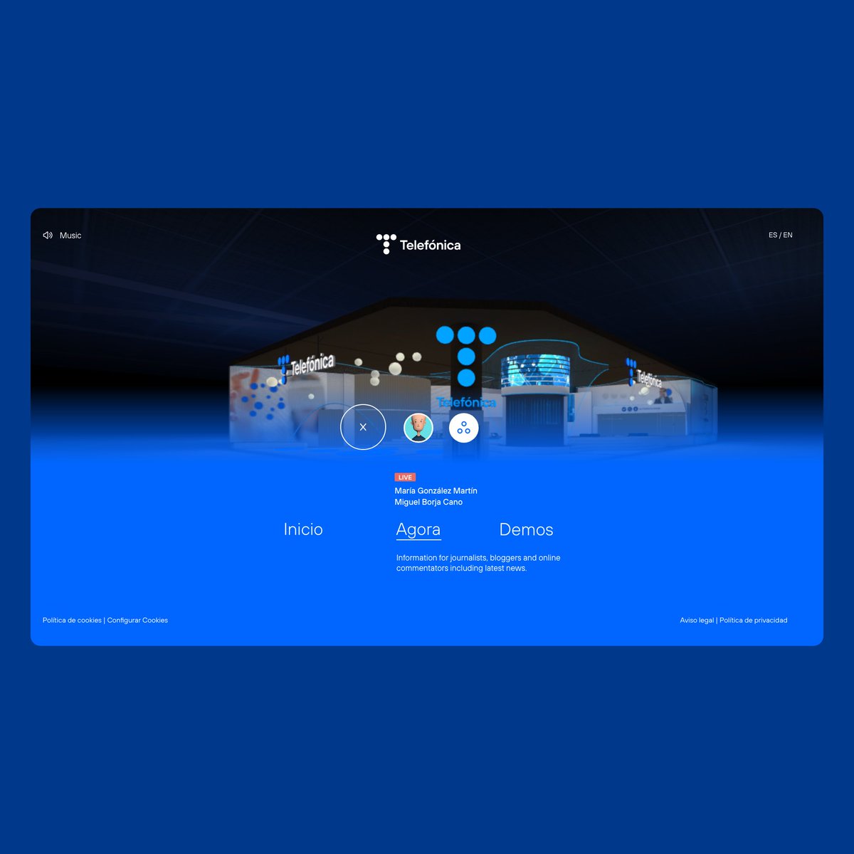 spatialuser's tweet image. 💙Release project 🚀 un nuevo reto junto a los cracks de Virtual Voyagers donde diseñe la #UI/#UX para el ecosistema de productos digitales de #Telefónica, una experiencia para el #MWC22 con una web3D multiusuario. 🔵 Go!!! Les contaré el proceso creativo poco a poco.