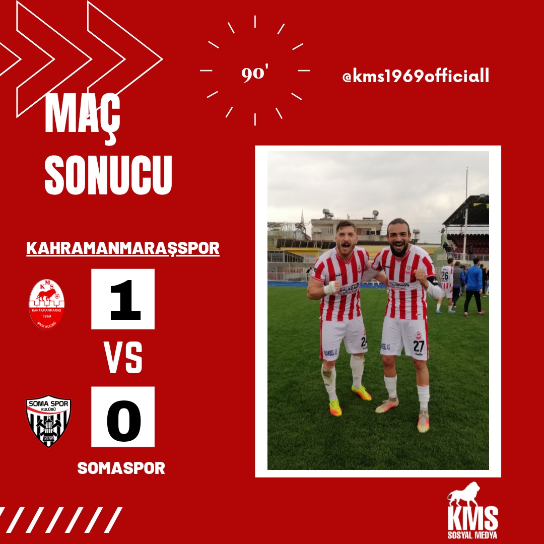 MehmetKepek2's tweet photo. ⏱ 90'| Maç Sonucu 👈 Kahramanmaraşspor'umuz 1-0 Somaspor
⏱️ 48' Can Erdem ⚽ 💪
📲#KMSvSS https://t.co/DIXsTatKm2
