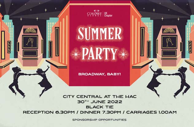 It’s Broadway, Baby! Bookings are open for the CoreNet Summer Party. Join us on the 30th of June for a night full of Broadway glamour, fantastic entertainment, and a chance to catch up with industry friends.

Book your place here - bit.ly/3Hsf4iH

#CRE #SummerParty