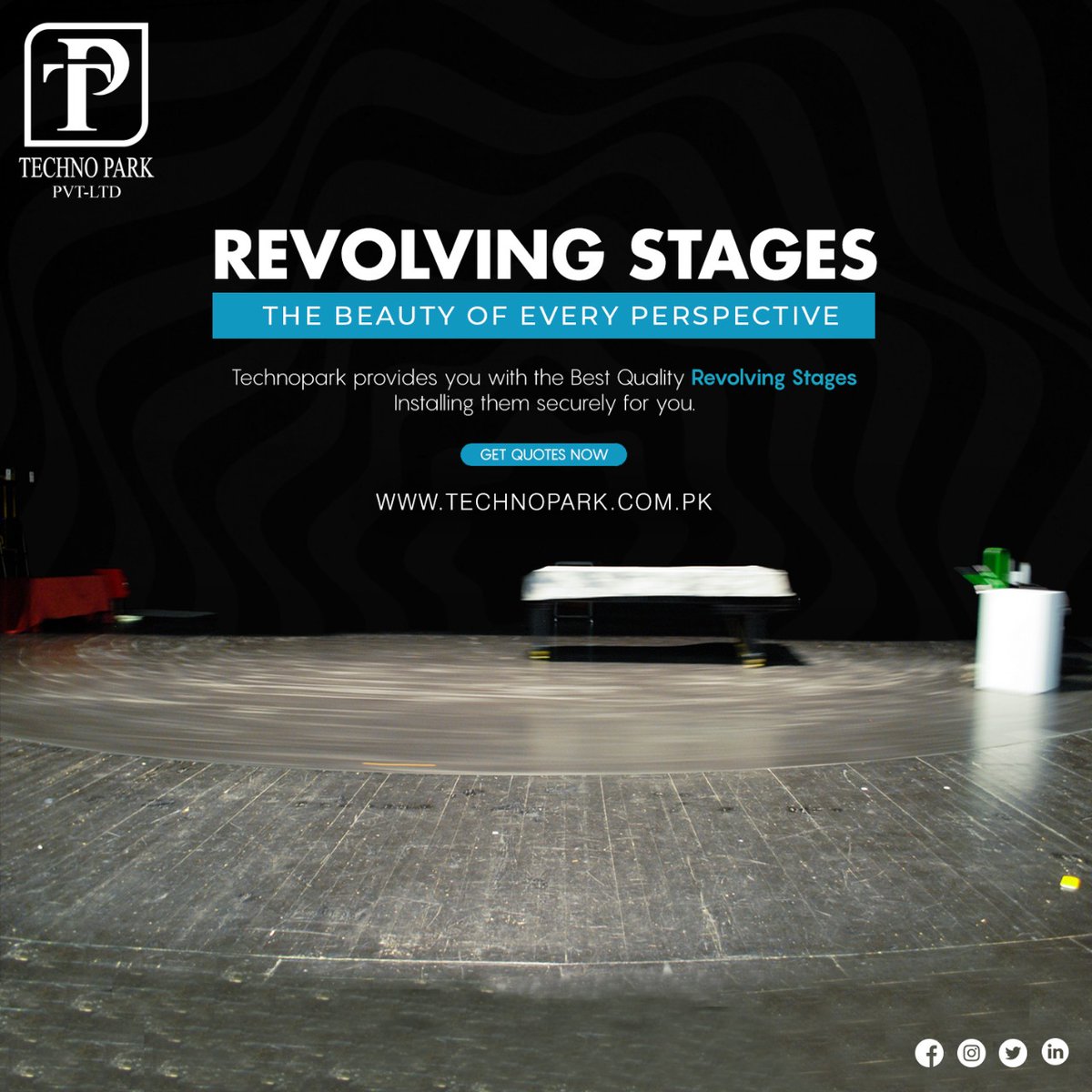 Technoparkoff's tweet photo. Say goodbye to the boring and static stage! Bring in the new luxury you would love to add.
𝗩𝗶𝘀𝗶𝘁 𝗪𝗲𝗯𝘀𝗶𝘁𝗲 :
https://t.co/Fiat8ZSzQP
𝗖𝗼𝗻𝘁𝗮𝗰𝘁 :
0317 6033344
𝗘𝗺𝗮𝗶𝗹 :
info@technopark.com.pk
#Technopark #technoparkofficial #revolvingstages #turntable https://t.co/TtcG7o5UYc