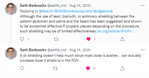 1/ Here is my yearly reminder that none of the major radiology societies recommend fetal shielding for ERCP (despite recent <a href="/ASGEendoscopy/">ASGE GI Endoscopy</a> misguidance...)

2 refs we typically include in consults when discussing ERCP/pregnancy:

ajronline.org/doi/full/10.22…

aapm.org/org/policies/d…