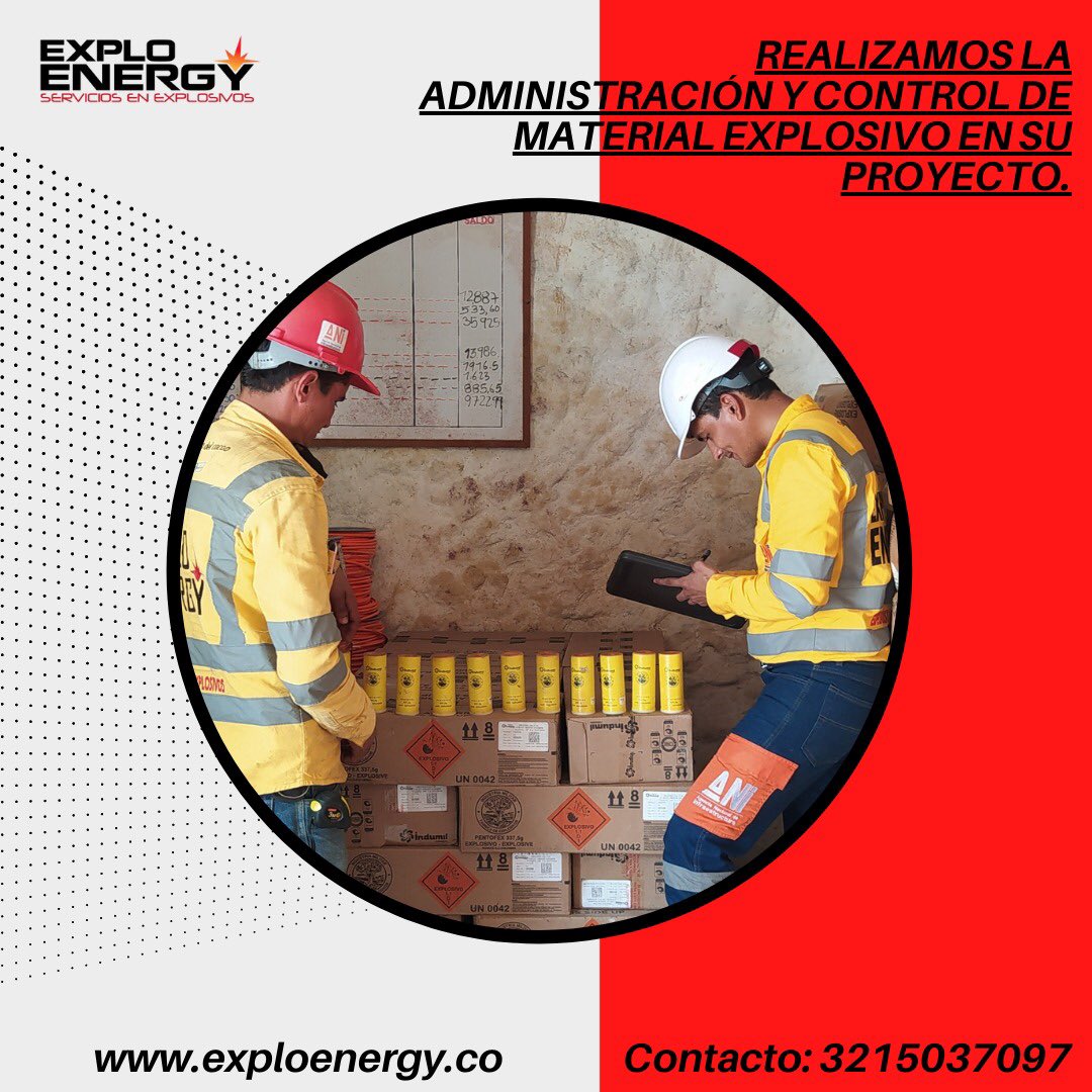 exploenergy's tweet image. Tramitamos y Gestionamos el uso de material explosivo en tu proyecto o mina,  garantizamos un flujo logístico completo para que puedas desarrollar tus operaciones de voladura sin ningún contratiempo, nuestro servicio de Administración y Control de material explosivo es integral.