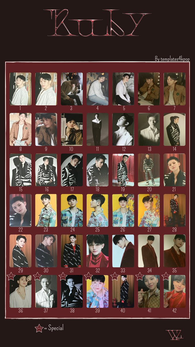 Update ! Seventeen Woozi Ruby trading card tc template ! Added the