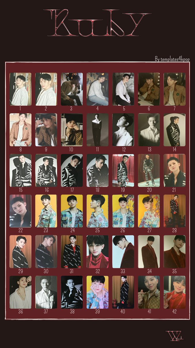 Update ! Seventeen Woozi Ruby trading card tc template ! Added the