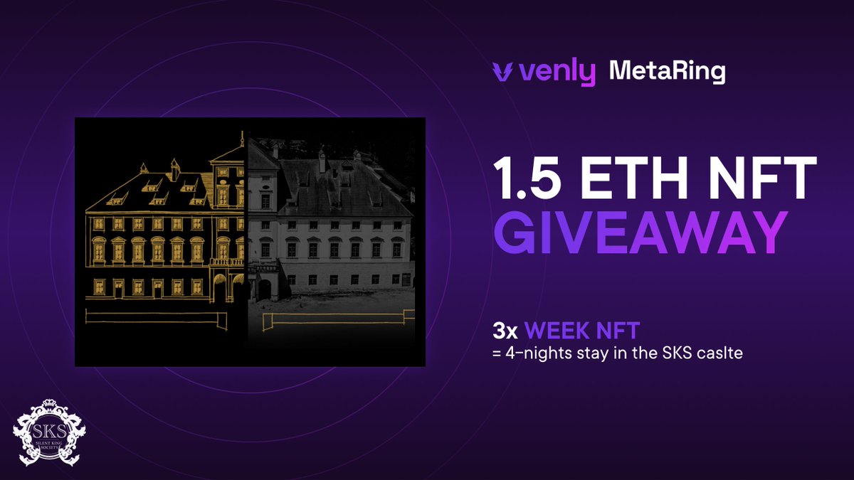 metaringone's tweet photo. Join the 1.5 ETH @SilentKingSoc and @metaringone #NFT Giveaway

Rules
🔹 Like, Retweet, and Tag 3 Friends
🔹 Follow @SilentKingSoc and @metaringone 
🔹 Join https://t.co/DWFgEmSAy3
 
🏆 Prize Pool
🔹 3x 1 WEEK NFT👉wins a free 4-nights stay in the SKS castle (Austria) https://t.co/64gaxbD6fu