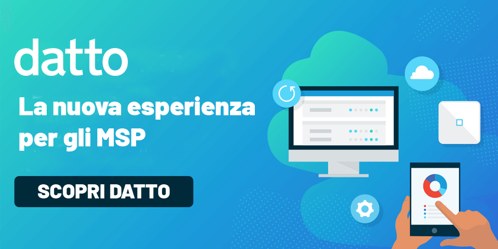 Tutte le aziende oggi hanno bisogno di un’IT ben strutturato e funzionante, ma soprattutto di qualcuno che se ne prenda cura: l’MSP! 
La chiave di successo per ogni MSP? 
#Datto: soluzioni dinamiche e scalabili okt.to/6Gv3Aj