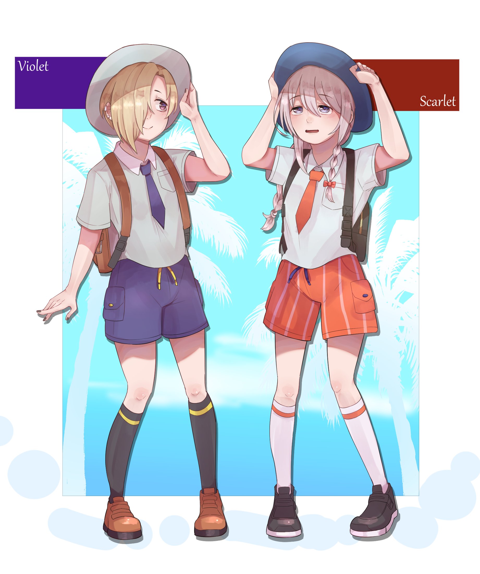 なぺ ポケモンsvのカラーリングに仄かなしょうこうめちゃん味を感じたので 二人にバージョン別の制服を着てもらいました 自己満 発売が楽しみですね しょうこうめ T Co 1qiq7o7wrv Twitter