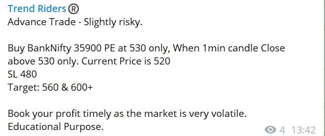 TrendRidersGrp's tweet photo. Dear #TrendRiders,
This was the trade 👇
And it smashed the target 🎯🚀🚀

Join us NOW &amp; EARN 👇
https://t.co/h4ulYMOjij

#StockMarketindia #investing #nifty50  #Niftybank #StockMarketUpdate 
#stocktips #Stockstobuy #sharemarket #OptionsTrading https://t.co/1SVkci9fLx