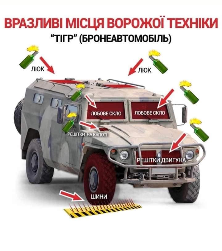 Вразливі місця ворожої техніки. Бий окупанта! Разом переможемо!
bit.ly/3teJvE3