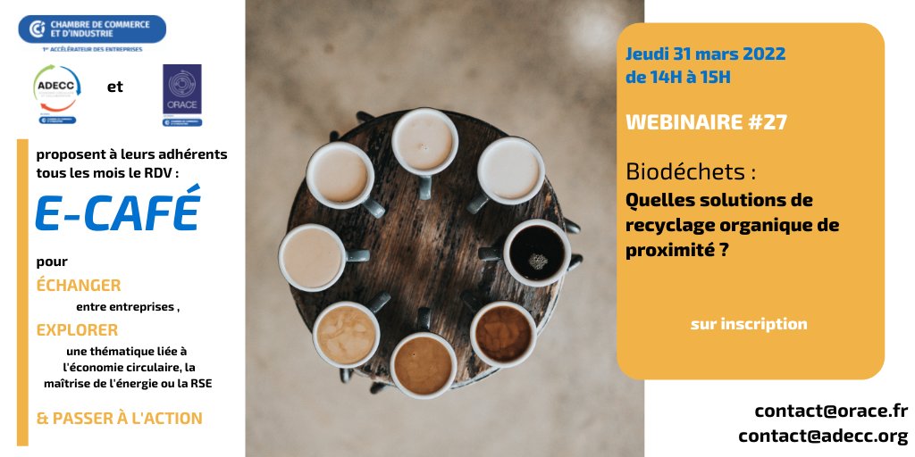 Vous souhaitez en savoir plus sur les solutions de recyclage organique de proximité ? 🍎♻

Participez à notre prochain E-café ☕ sur les biodéchets !

📅 Jeudi 31 mars, à 14H.

✍️ Inscriptions : vu.fr/dUoI