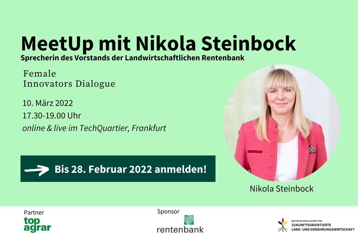 ✨Final Call: Nur HEUTE noch zum Gespräch mit Nikola Steinbock - Sprecherin des Vorstands der Rentenbank - anmelden: 

forms.gle/P8oHdjhZDa5u8G…
