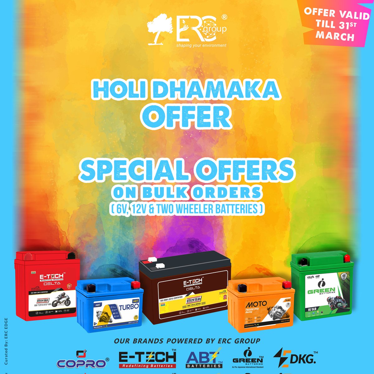 tech_batteries's tweet photo. Hello everyone...
Holi Dhamaka Sale is LIVE

Go make your bulk order now
Offer Valid Till 31st March

Contact us at
📞1800 889 1540

#holisale #getyourbattery #ordernow #etechbatteries #abtbatteries #dkgbatteries #igreenbatteries https://t.co/KRxUhgxBLZ