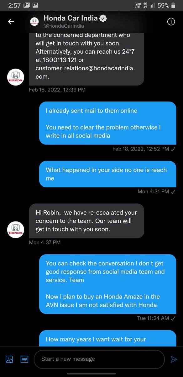 RobinrRworld's tweet photo. This is  the  response  from  @HondaCarIndia https://t.co/loaYkETmOk