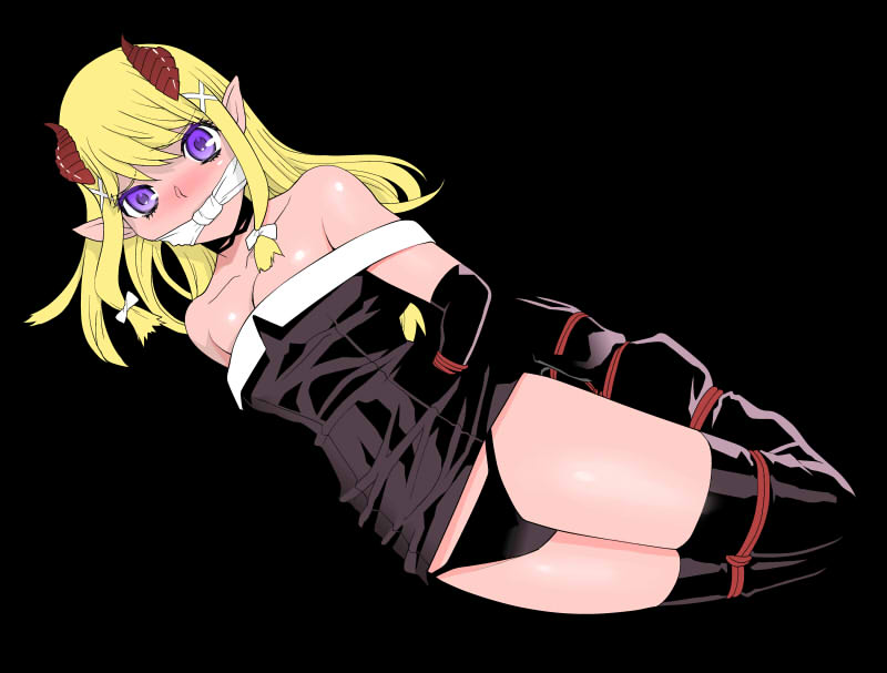 今月掲載されてるヒロインの小さいサキュバスちゃんは、最後の2ページまでこの拘束で吊られてジタバタしてます。 