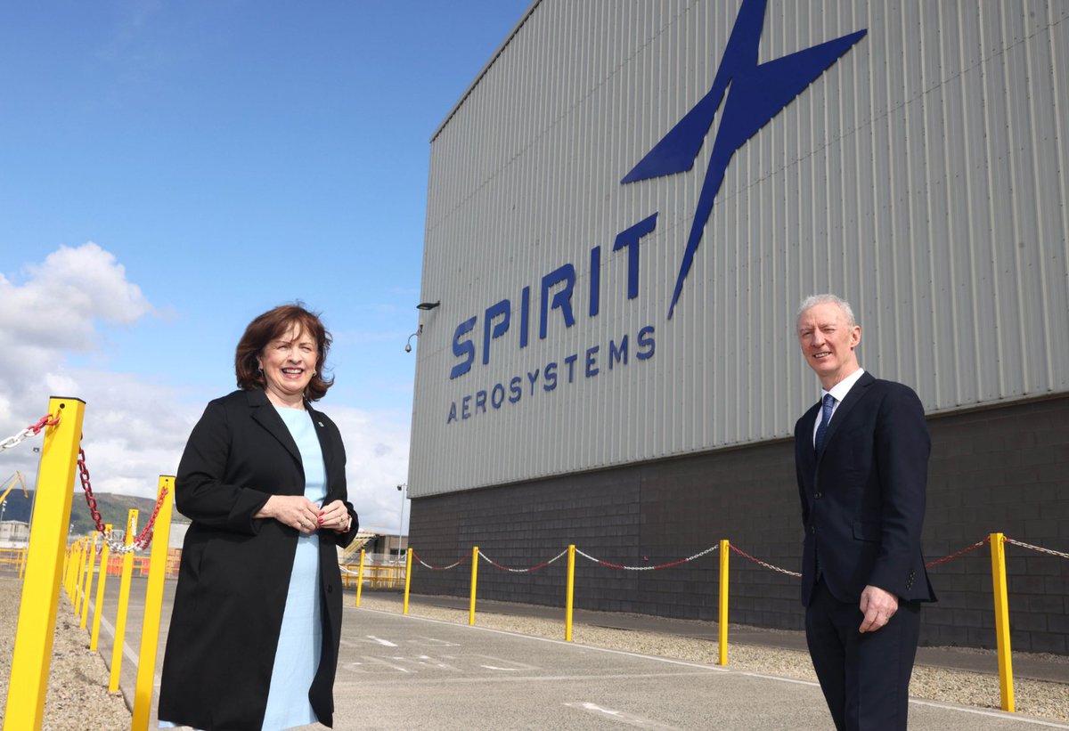 AIAIreland's tweet photo. Spirit AeroSystems in Belfast is producing the LANCA unmanned fighter jet for the British Royal Air Force. These war profiteers produce a wide range of aircraft and hypersonic weapons for British and American imperialism. https://t.co/Lpn0PYEgh5