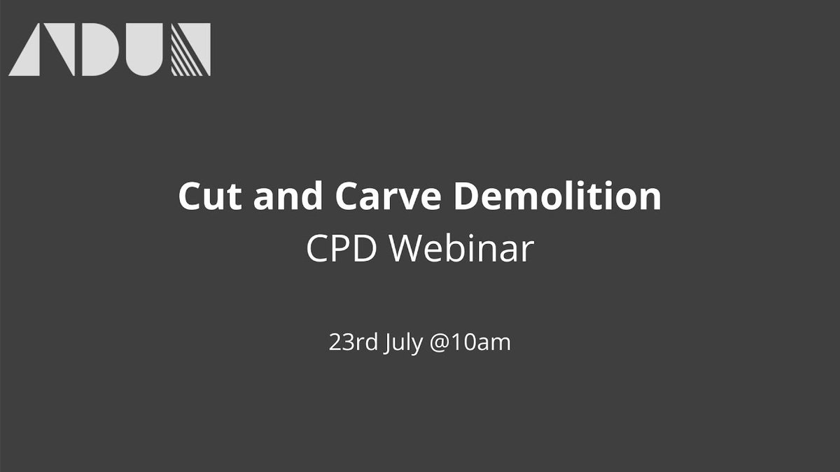 Watch our CPD Webinar on Cut &amp; Carve Demolition youtu.be/DT20sFtbyFI