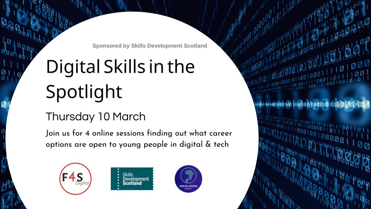 DigitalWorldHQ's tweet image. Calling all teachers! Join @skillsdevscot @F4SScotland as they celebrate #ScotAppWeek22 on 10 March with a virtual careers event for pupils on careers in the tech &amp;amp; digital sectors.  

Details at fal.cn/3mwLq

@ourskillsforce
#apprentice_scot #f4sdigital #digital