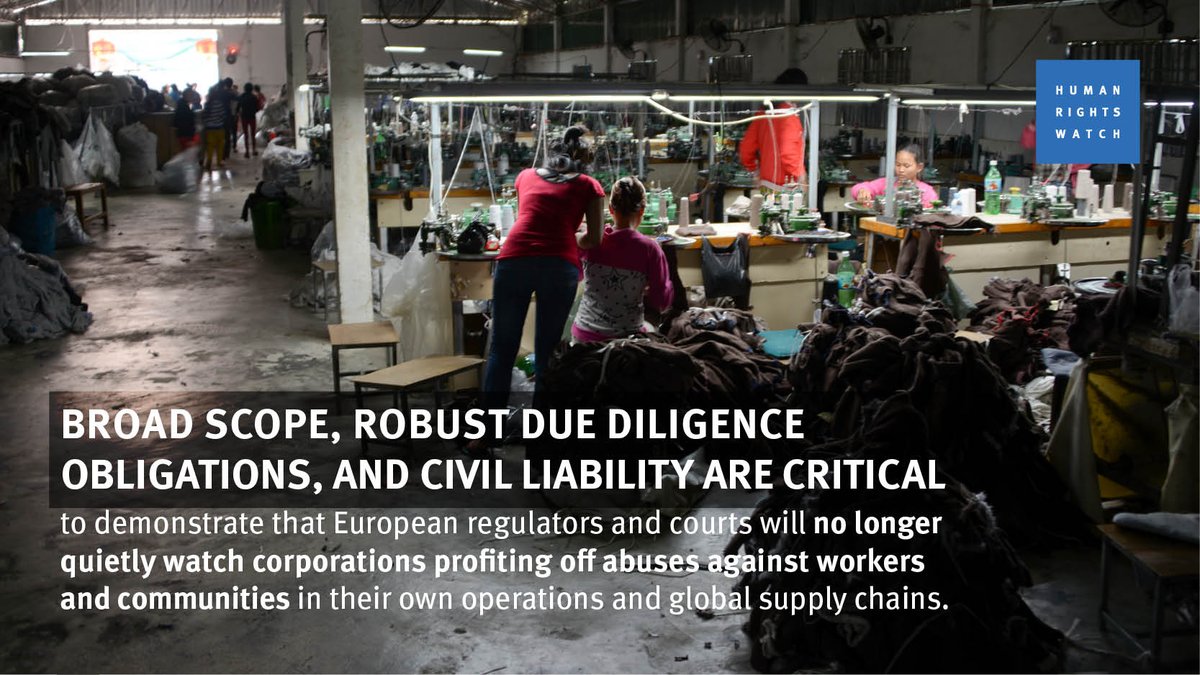 Long-awaited EU proposal on corporate due diligence is disappointing. Forthcoming negotiations should fix the many loopholes. @hrw's analysis published.  

#BizHumanRights #DueDiligence #mHREDD 

hrw.org/news/2022/02/2…