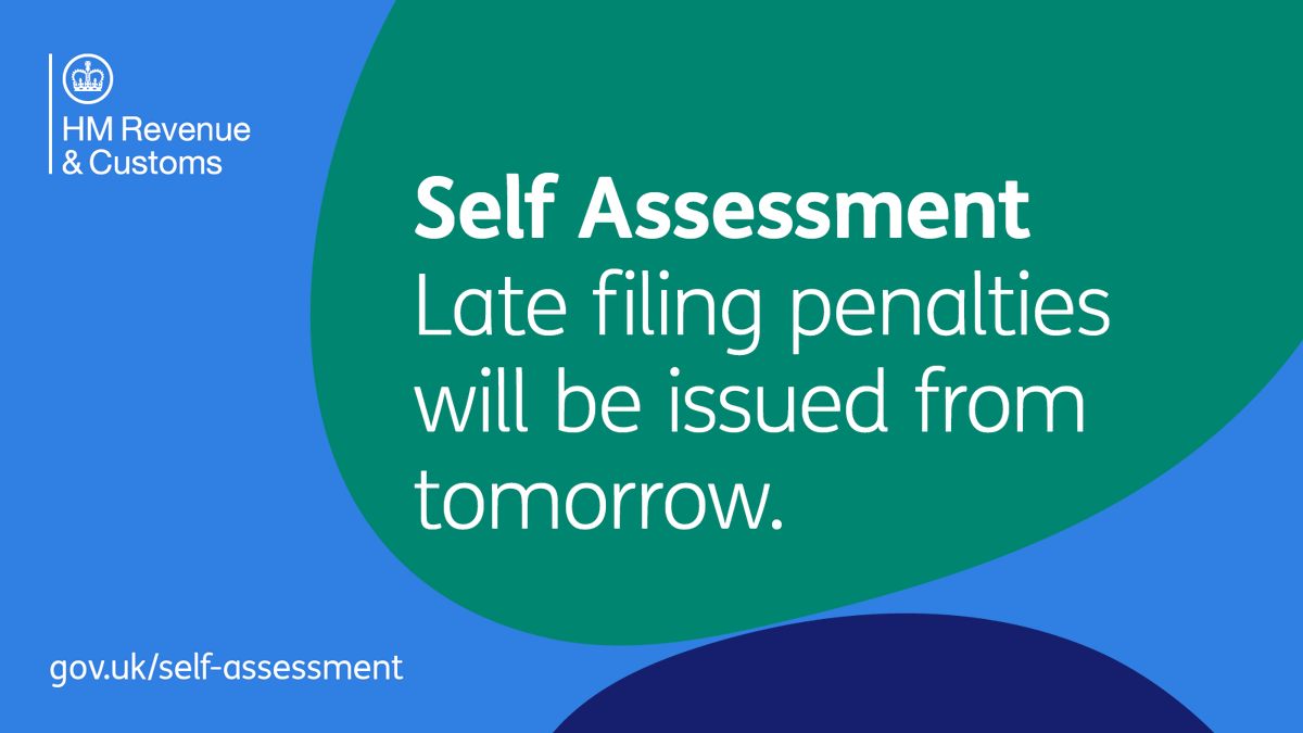 HMRCgovuk's tweet photo. Today is the final day Self Assessment customers can file their tax returns, without being charged a late filing penalty. Make sure you file yours today. 
https://t.co/jCwoJFqkUD https://t.co/zDXrQlEkis