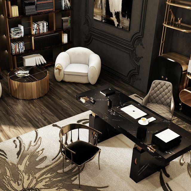 A relaxing yet glamorous seating and a meeting place, with Soleil Armchair from <a href="/bocadolobo/">BOCA DO LOBO</a>!
.
.
.
.
.
#Interior #Office #OfficeSpace #Designs #InteriorDesign #luxuryinteriors #LuxuryLifestyle #FurnitureDesign #interiorDecor #LuxuryHomes
