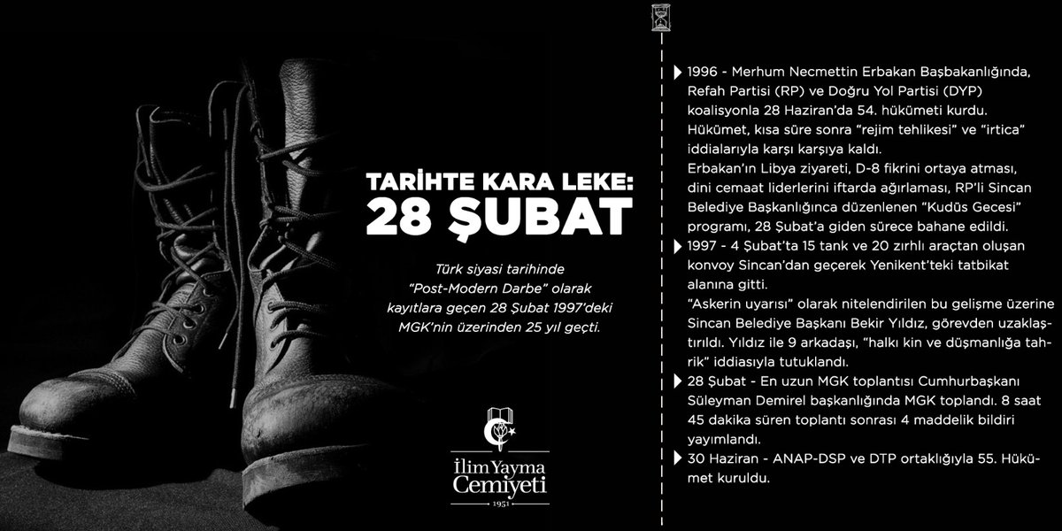 Ülkemizin tarihine 
kara bir leke 
olarak geçen 
28 Şubat darbesini
unutmadık,
unutmayacağız!
#28Şubat