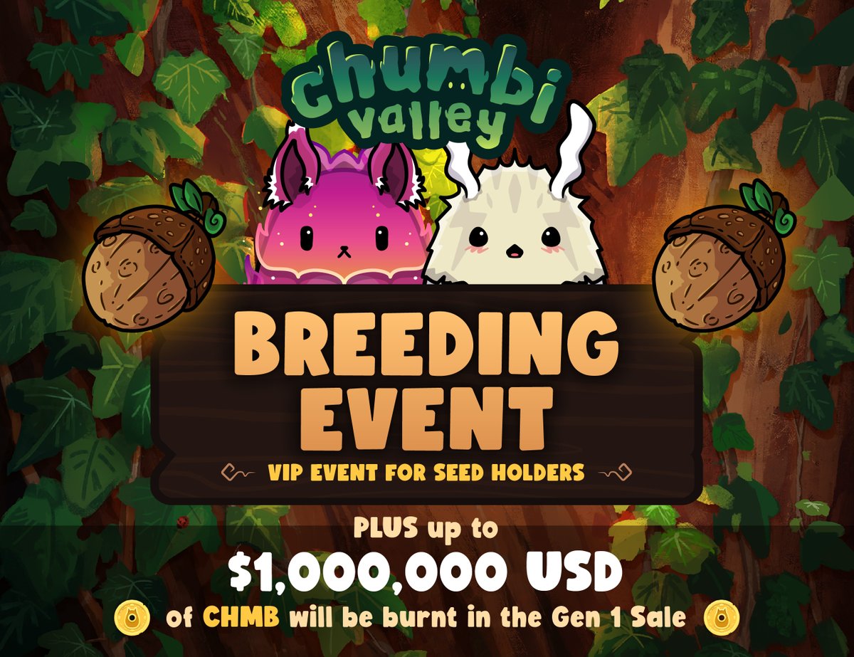 🔥✨

$1,000,000 of CHMB will be burned in upcoming Gen 1 Chumbi Events!

Announcing:
🔸Seed Chumbi VIP Breeding Event
🔸Gen 1 Chumbi #NFTSale
🔸First of many CHMB Burning Events

FULL DETAILS: medium.com/@chumbivalley/…

👀Just one of the many things we have been working on!

#NFT