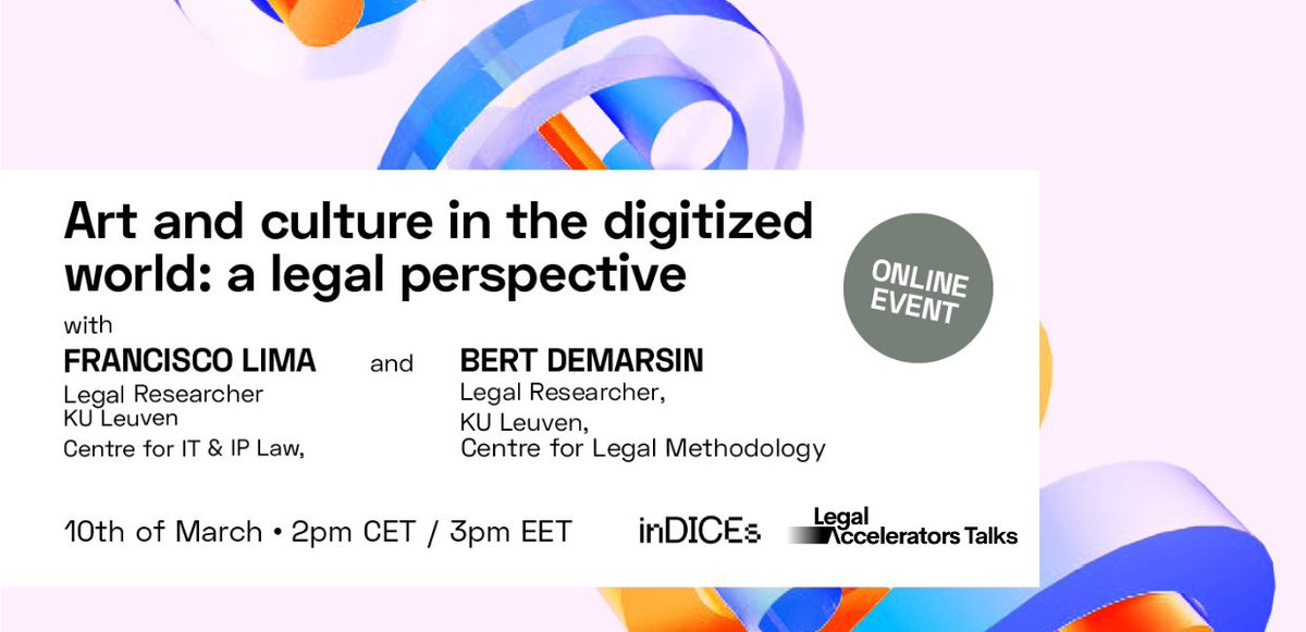indices_culture's tweet photo. Are you part of a #GLAM institution and you would like to learn more about #licensing, acquisition &amp; copyright implications of #digitization?
Join the online event ➡️Art and culture in the digitized world: A legal perspective 🖼️👨‍💻
Register for free 👉 https://t.co/OqmcudyXWB https://t.co/cjRyNPVE8F