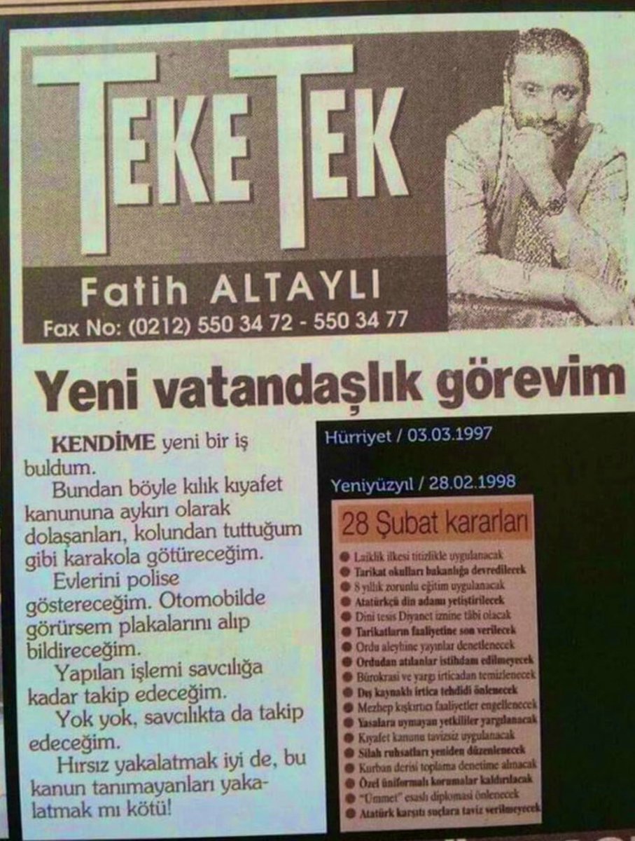 hilal_kaplan's tweet photo. Bugün #28Şubat. Fatih Altaylı’nın bana açtığı tazminat davasına cevabımı sundum. Söyleyeceklerim bu kadar..değil! 

Söyleyeceklerim çok, cevabımda fazlasıyla söyledim. Dava sonuçlansın paylaşırım.

Sizle “barışan” ezikler susabilirler, benim Altaylıgillere söyleyeceklerim bitmez. https://t.co/g2QborkPki