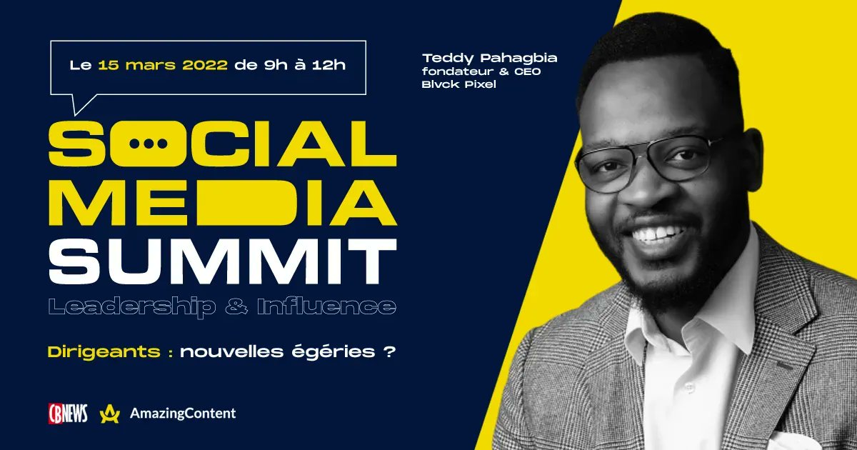 Il sera sur la scène du #SocialMediaSummit : 

📱 Teddy Pahagbia (@@mr_metaverse) - Fondateur &amp; CEO de <a href="/blvck_pixel/">BLVCKPIXEL</a> 

Le 15 mars, de 09h à 12h à l’hôtel Kimpton St-Honoré. Inscrivez-vous aujourd'hui ! → bit.ly/33qhOiH