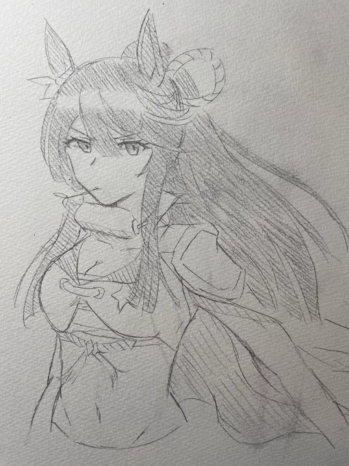 息抜きで久々にアナログ描いたらいい顔描けた
#ウマ娘 
