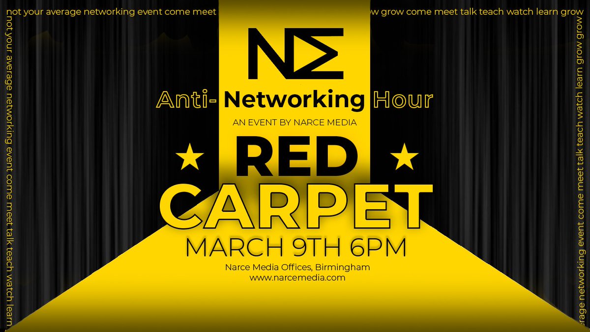 Stormworks_co's tweet photo. Tickets now available to book for our next Anti-Networking event - RED CARPET: https://t.co/5UKTRCjIo1

#Birminghamnetworking #networkingevent #birminghamuk https://t.co/5wn247ZWBd
