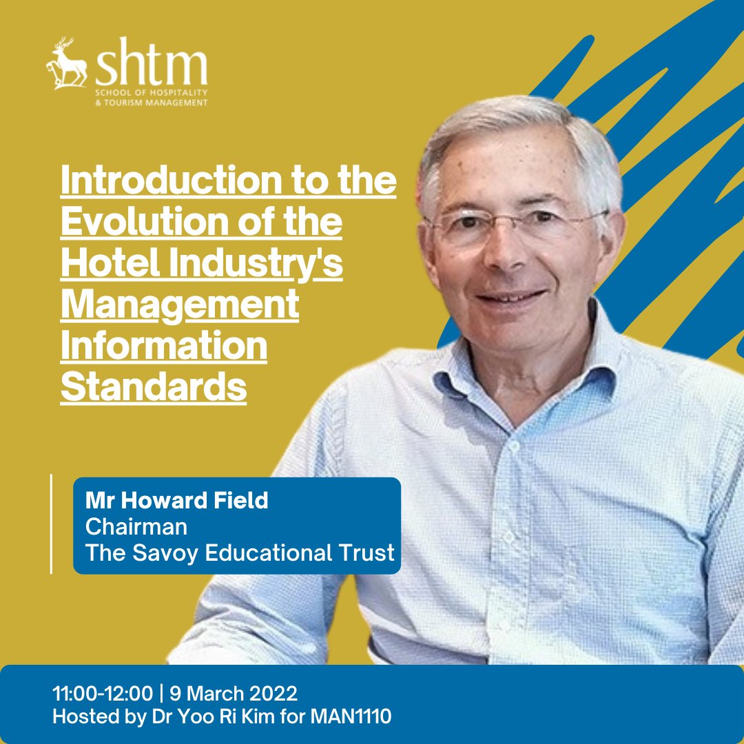 yooriikim's tweet photo. We have the pleasure to invite Mr Howard Field to give a guest lecture for our Financial Accounting (L4) module next Wednesday, 11am (Lecture Theatre M).

All staff &amp; students are welcome to join!

@Bora_Kim_ @surreyhospdept @SHTMatSurrey
#HOSPITALITYatSurrey #LearnHospitality https://t.co/x9g0G785Hu