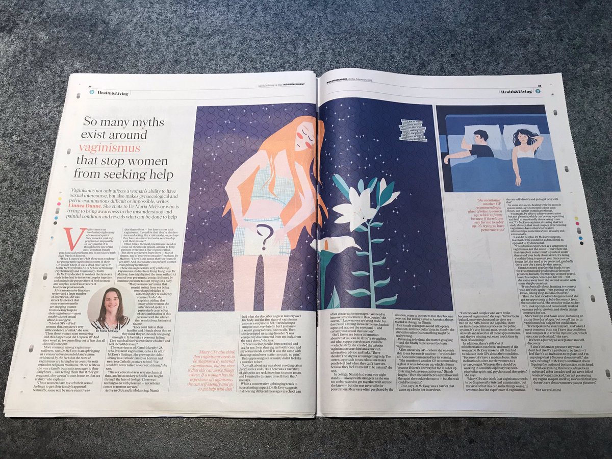 IrishVaginismus's tweet image. Thank you to @linneadunne of @Independent_ie for featuring the @DCUSNPCH study of #vaginismus in Ireland. Support services: vaginismusresearchireland.com