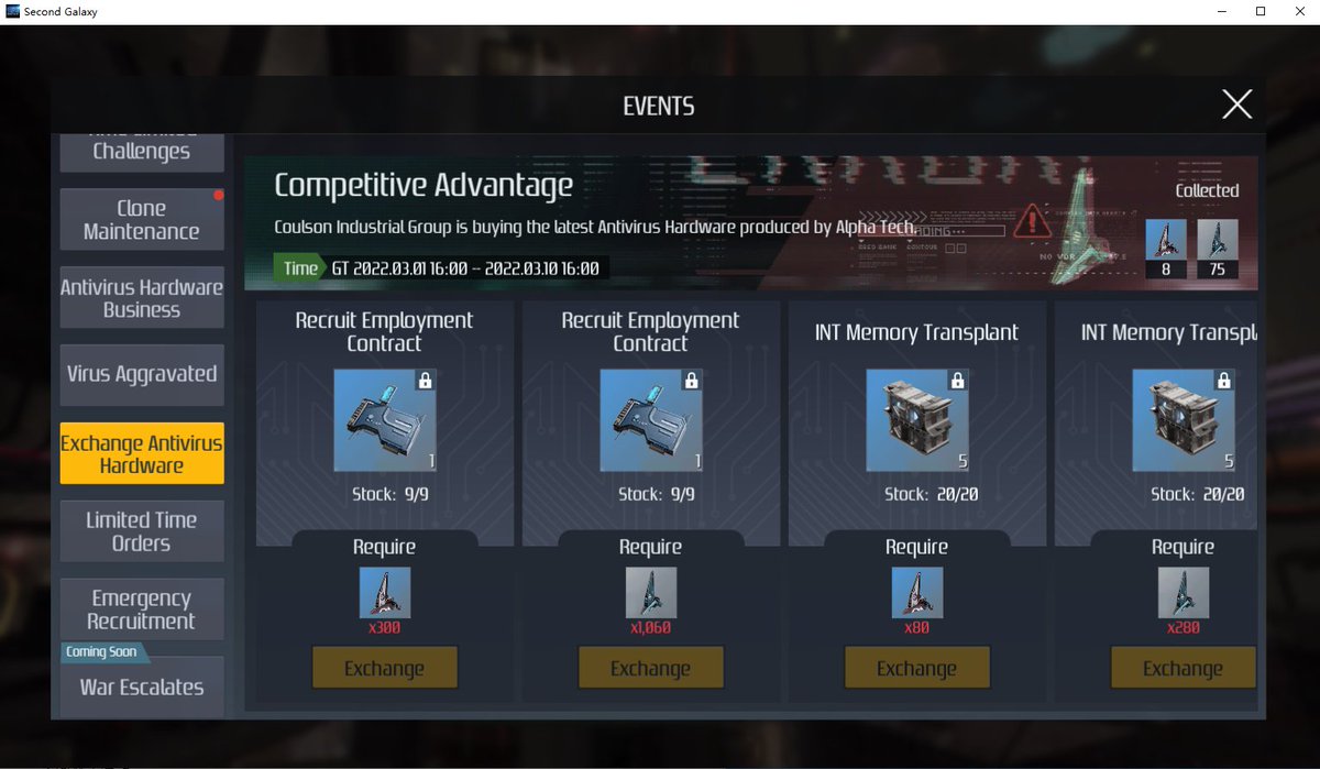 📢This Week's In-game Events🔥
1.Exclusive Ships Transformation
2.Exchange Longinus Cubes for Exclusive Ships
3.Time Limited Challenges
4.Antivirus Hardware Business
5.The Virus
6.Competitive Advantage
And more... Please log in game tomorrow for details!
#SG