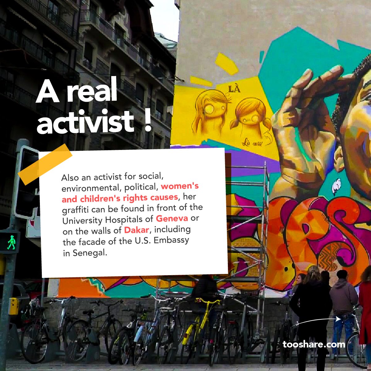 tooshare_africa's tweet photo. [#HerosAfrican]

Zeinixx, whose real name is Dieynaba Sidibé, is the first female graffiti artist in Senegal. Today, she is our African hero of the day.

#SharingKnowledge #JoinTooShare #ExtendYourWorld 
https://t.co/eRm41jxGCx (source: @WATHI_ThinkTank) https://t.co/SL6D5enxMU