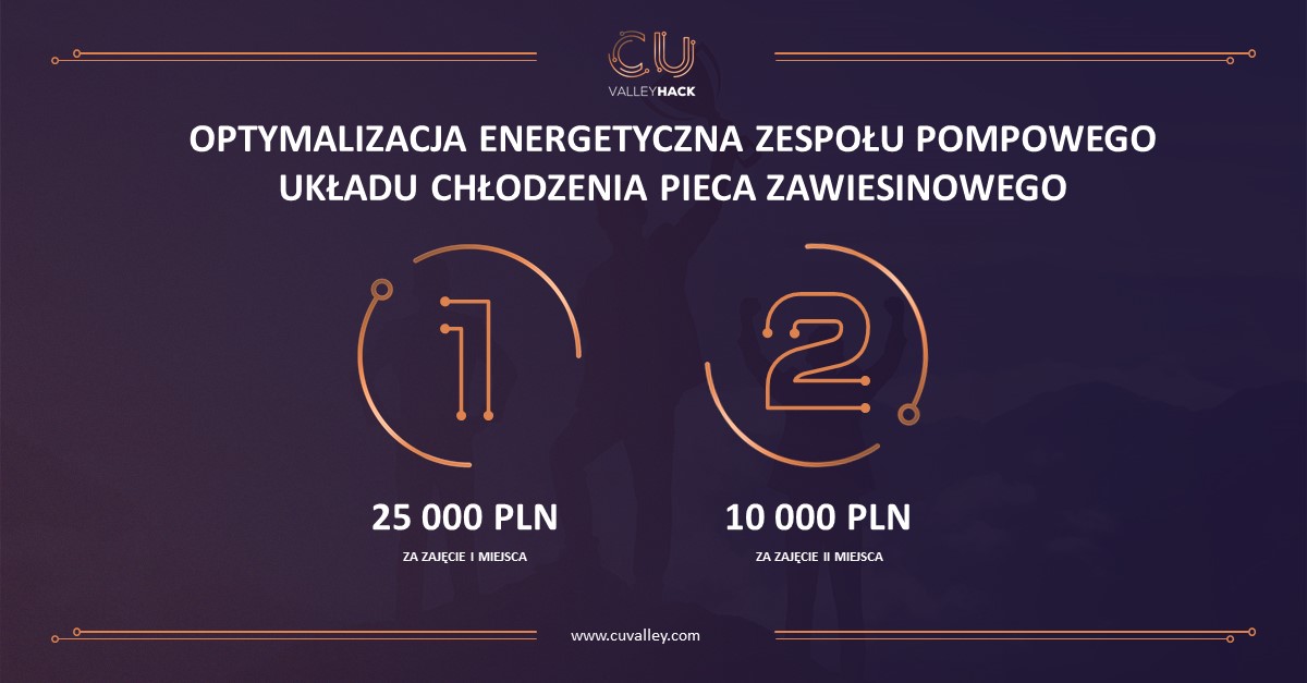 cu_valley's tweet photo. 💹Optymalizacja energetyczna zespołu pompowego układu chłodzenia Pieca Zawiesinowego💹
Do wygrania:
🥇1 miejsce - 25 000 PLN
🥈2 miejsce - 10 000 PLN
Dołącz do #CuValleyHack, by pracować nad rozwiązaniami dla polskiej miedzi i wygrać atrakcyjne nagrody!  https://t.co/i69jfR2Qdh https://t.co/CZUuMnpTK9